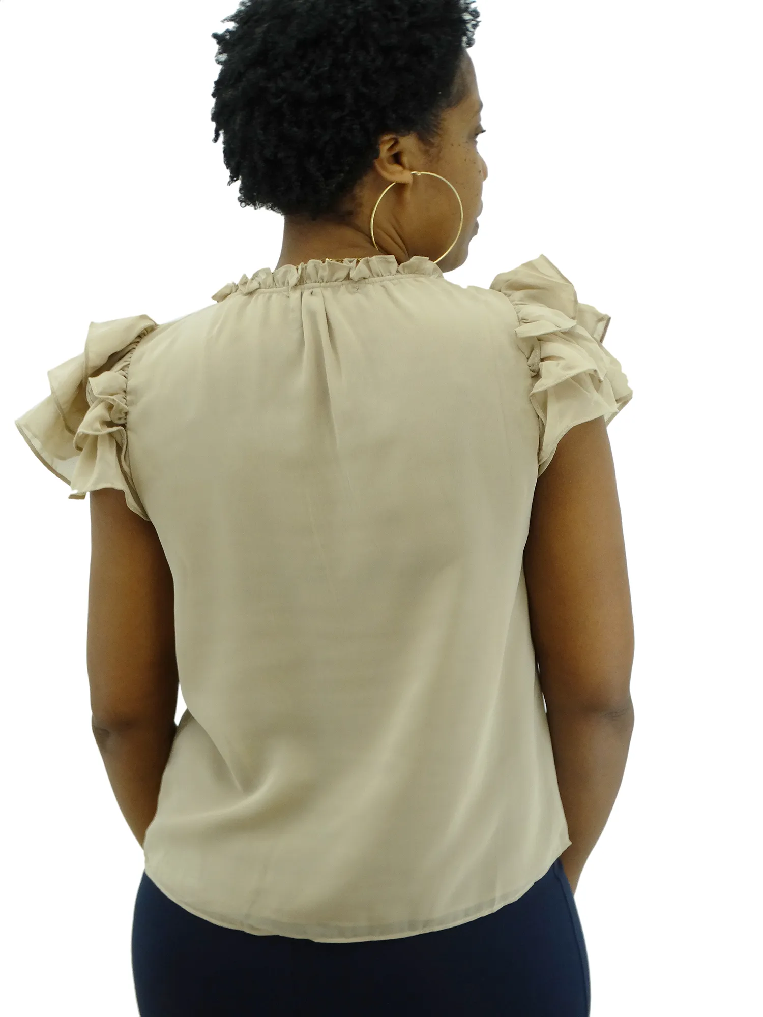 4121MISS3335KH, Ezra  Ladies  Cap Sleeve Blouses