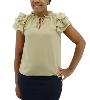 4121MISS3335KH, Ezra  Ladies  Cap Sleeve Blouses
