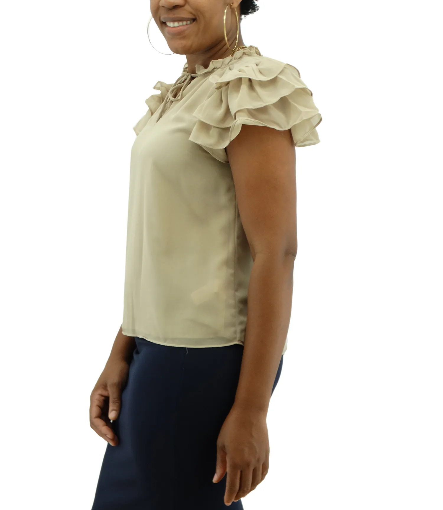 4121MISS3335KH, Ezra  Ladies  Cap Sleeve Blouses