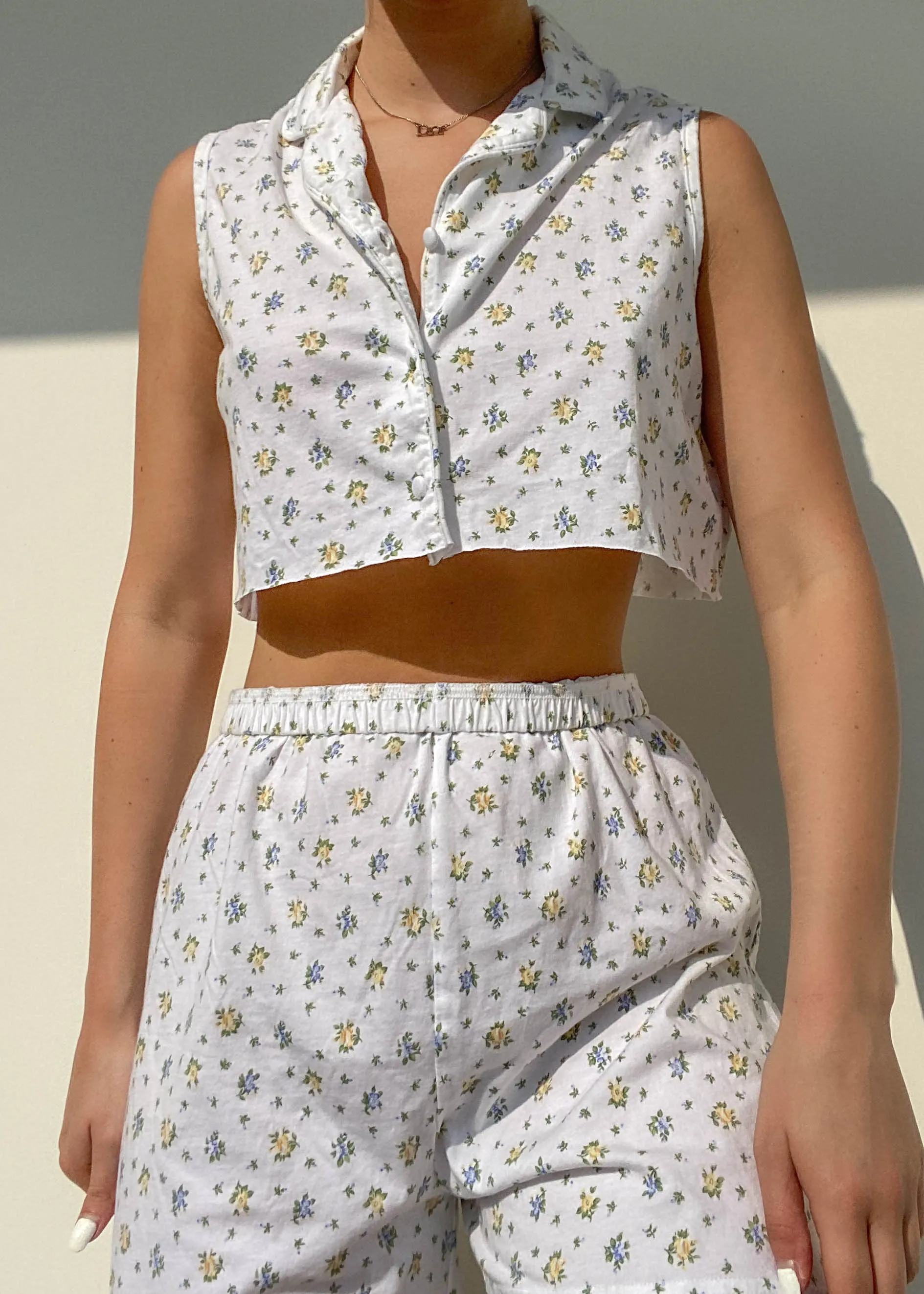 90's Floral Comfy Shorts   Top Set (S/M)