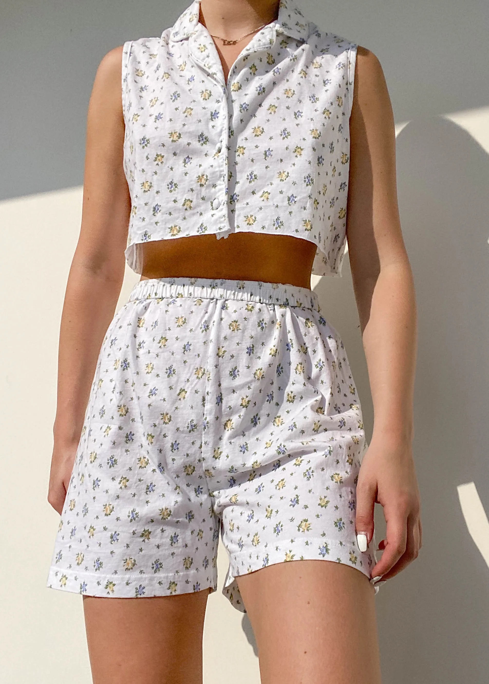90's Floral Comfy Shorts   Top Set (S/M)
