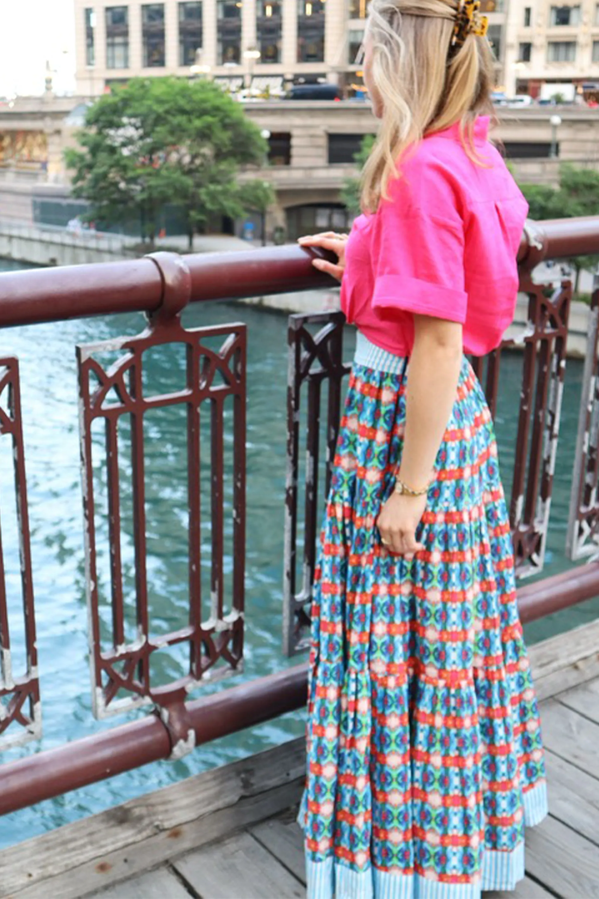 Apparel- Brooks Avenue Triple Tiered Maxi Skirt - Blue Lotus