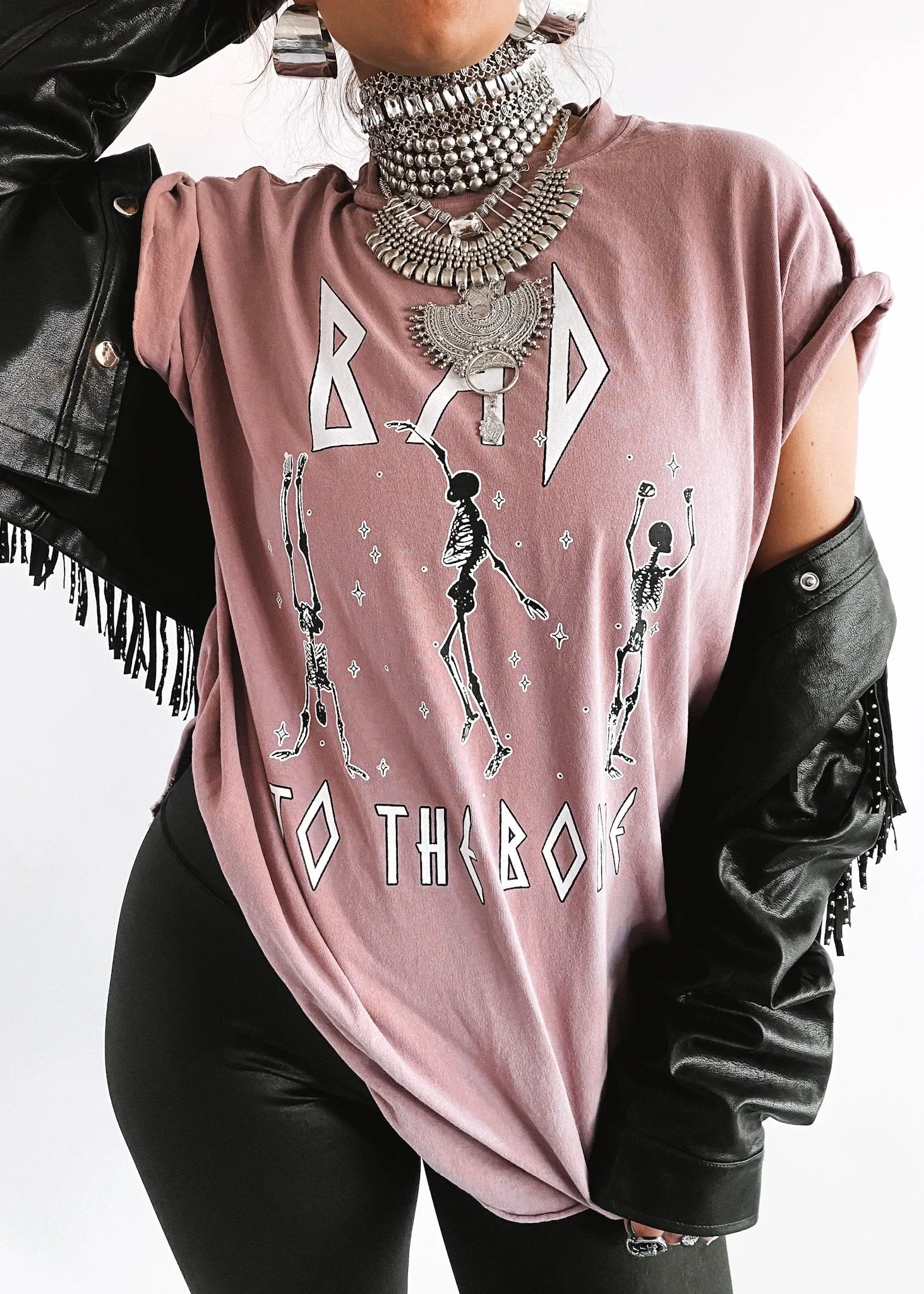 BAD TO THE BONE SIDE SLIT TEE