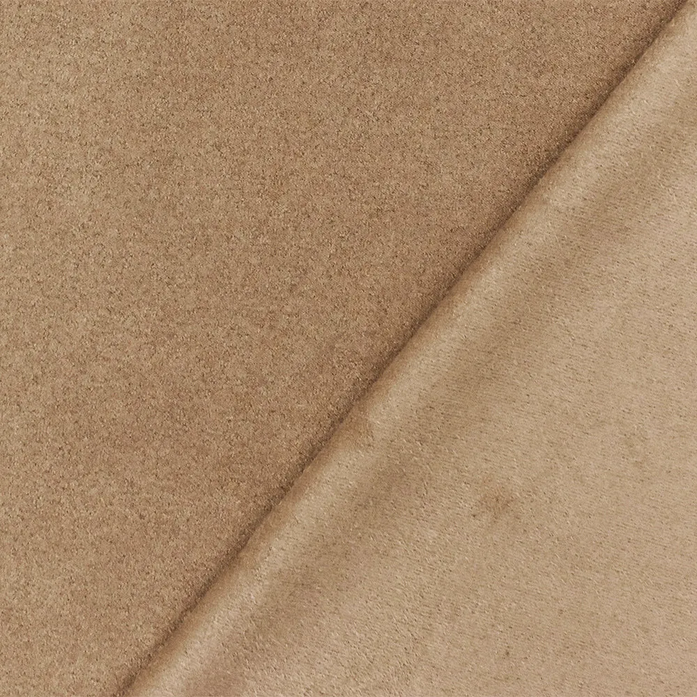 Beige Solid Stretch Poly Spandex Micro Suede Knit Fabric