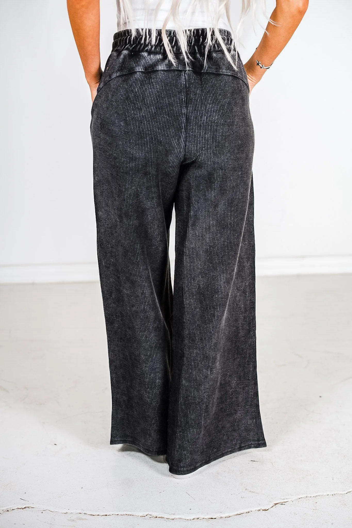 Black Mineral Washed Straight Leg Lounge Pants