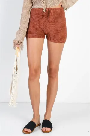 Brown Knit High Waist Shorts /3-2-1
