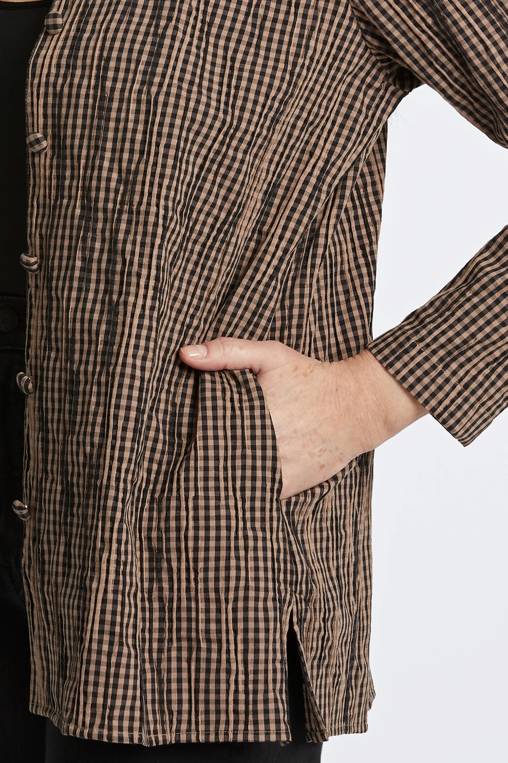Carolina Mini Gingham Crinkle Shirt Jacket