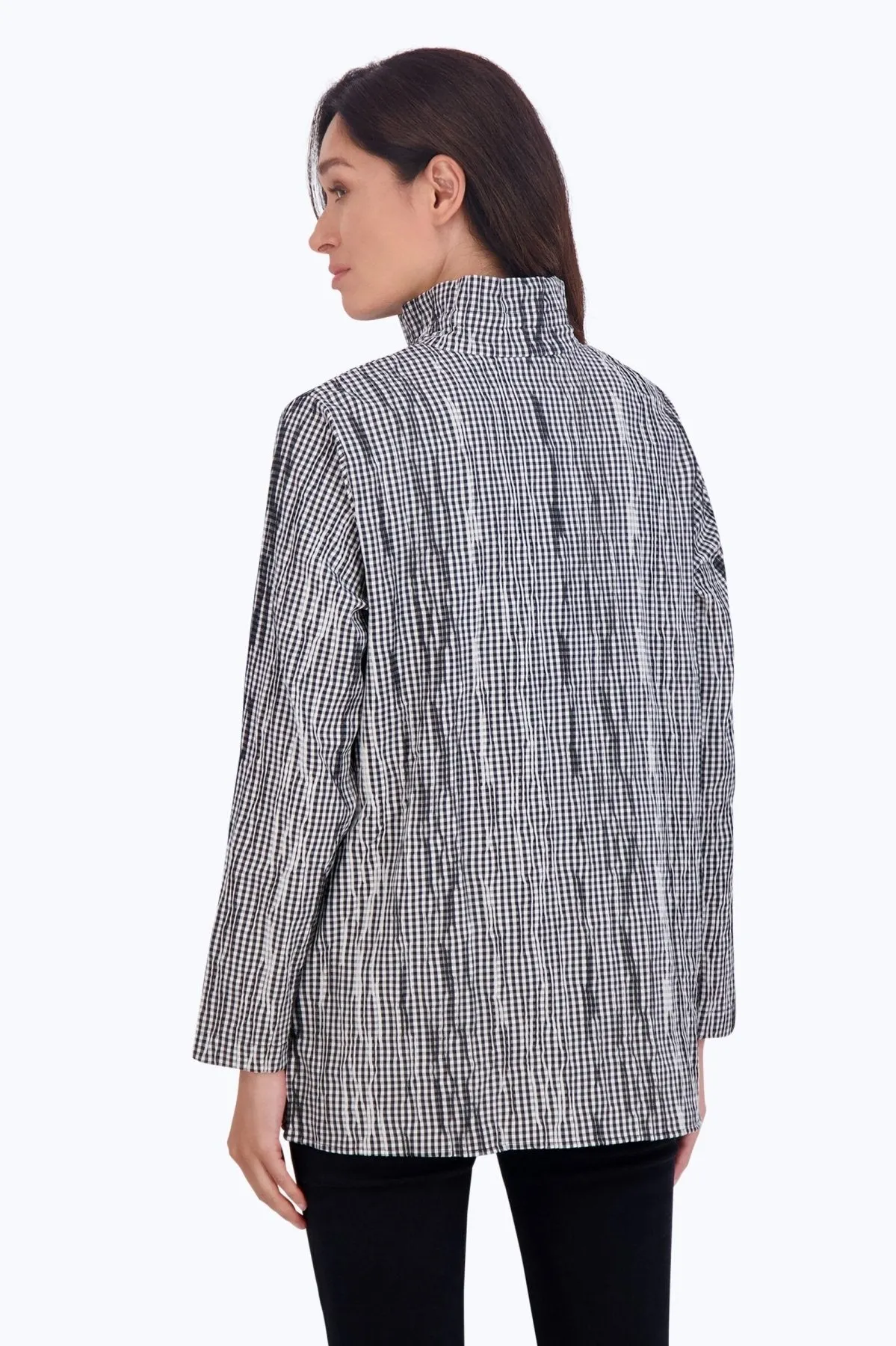 Carolina Mini Gingham Crinkle Shirt Jacket