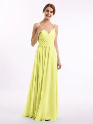 Chiffon Bridesmaid Dresses with Spaghetti Straps-Daffodil Plus Size