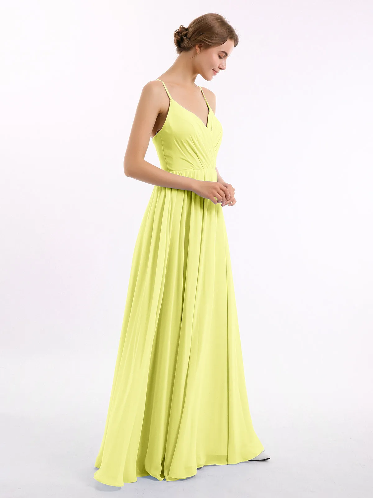 Chiffon Bridesmaid Dresses with Spaghetti Straps-Daffodil Plus Size