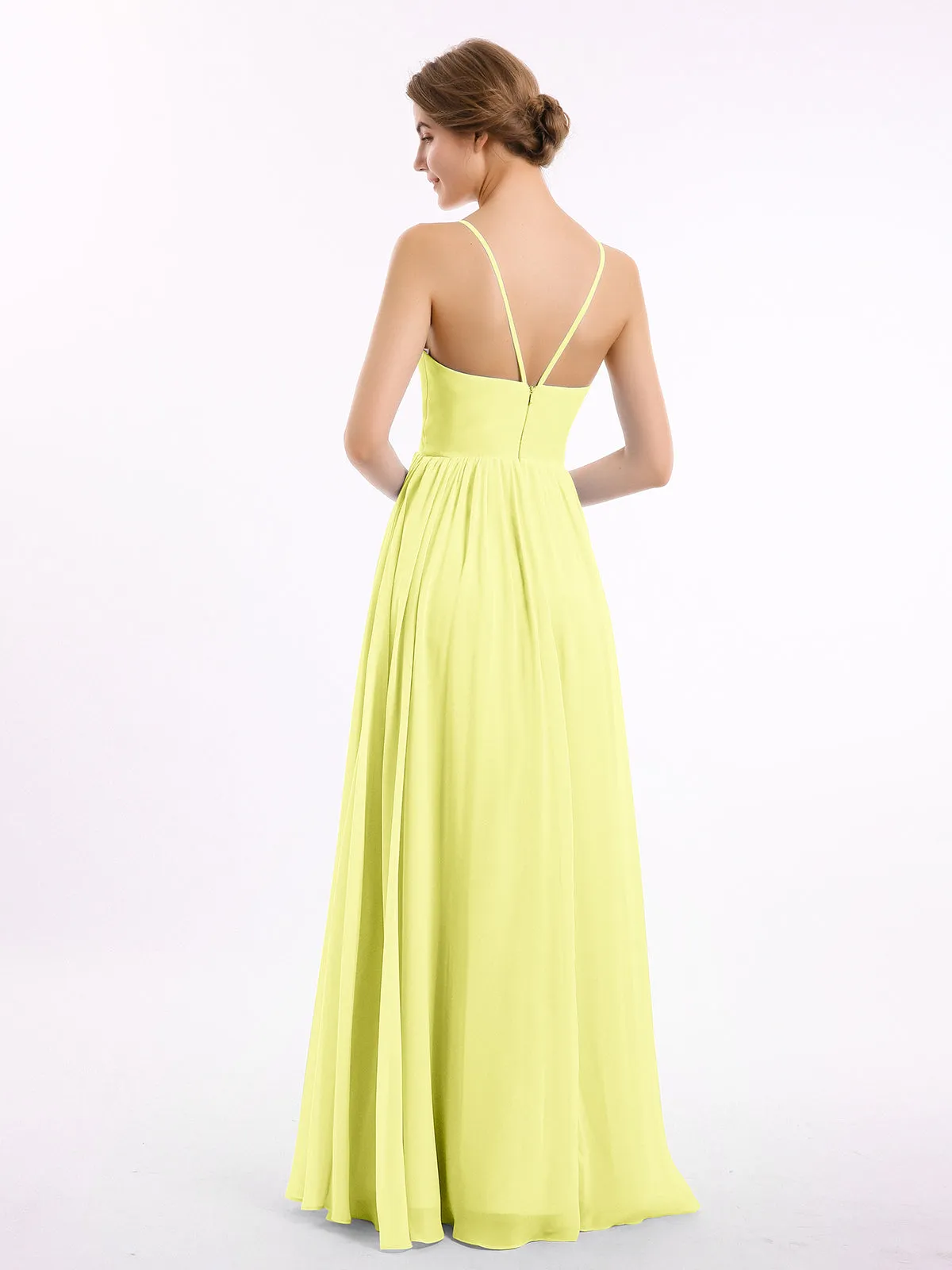 Chiffon Bridesmaid Dresses with Spaghetti Straps-Daffodil Plus Size