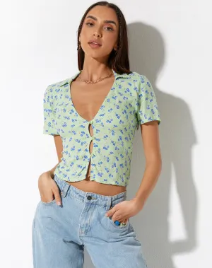 Chu Top in Lime Floral