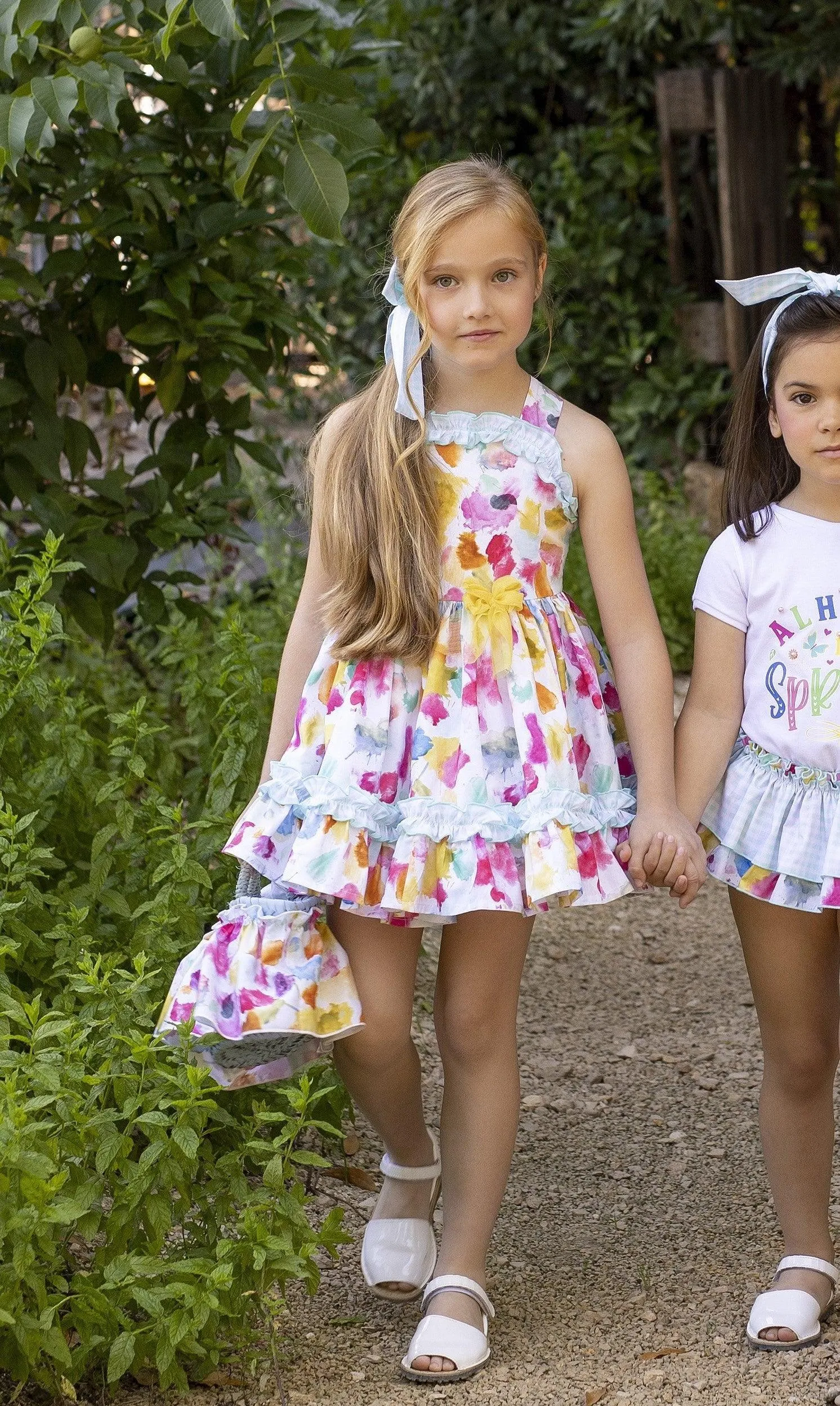 CLEARANCE SALE - Alhuka SS24 - Girls Teresita Multi Coloured Print Summer Dress
