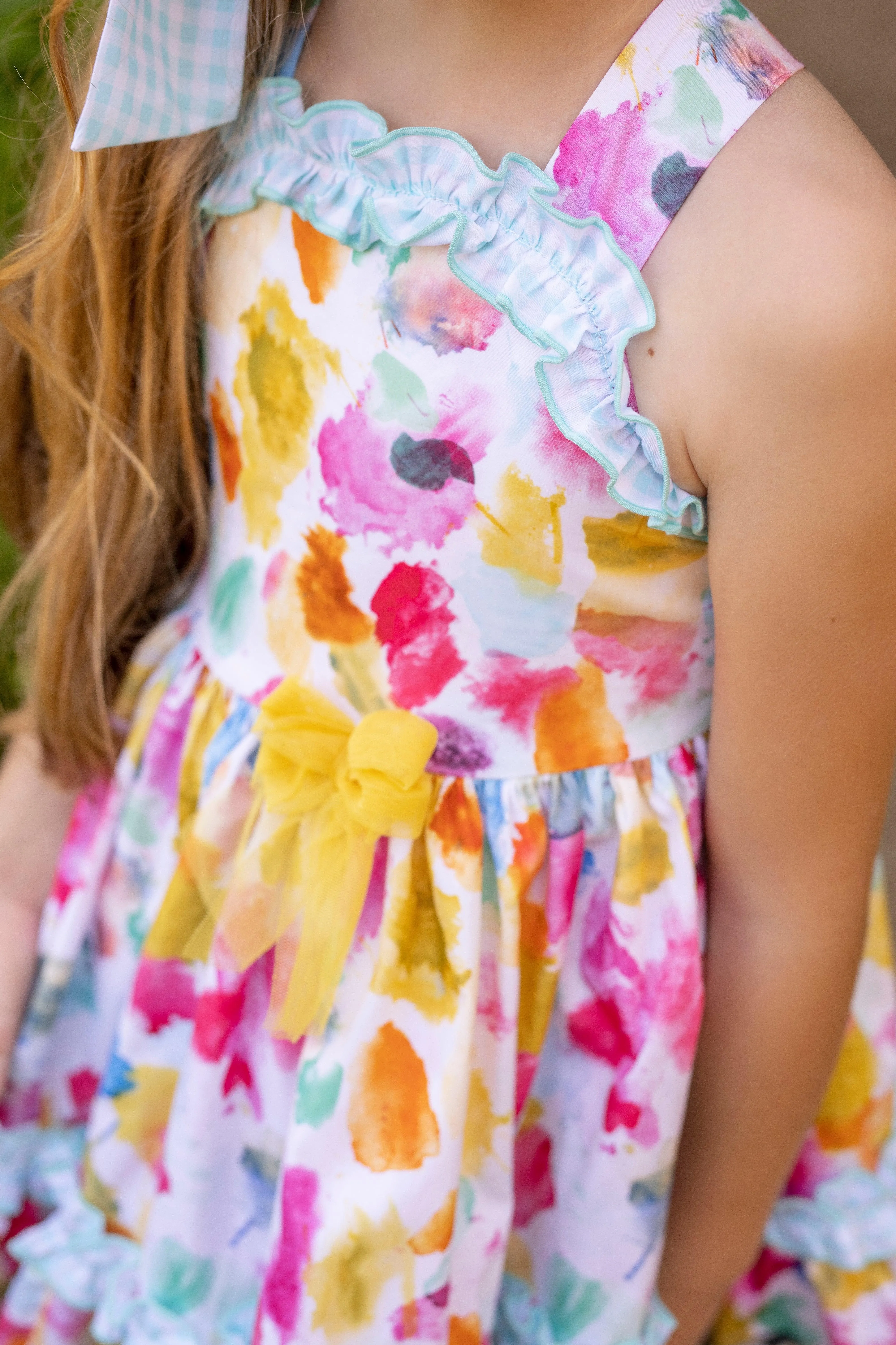 CLEARANCE SALE - Alhuka SS24 - Girls Teresita Multi Coloured Print Summer Dress