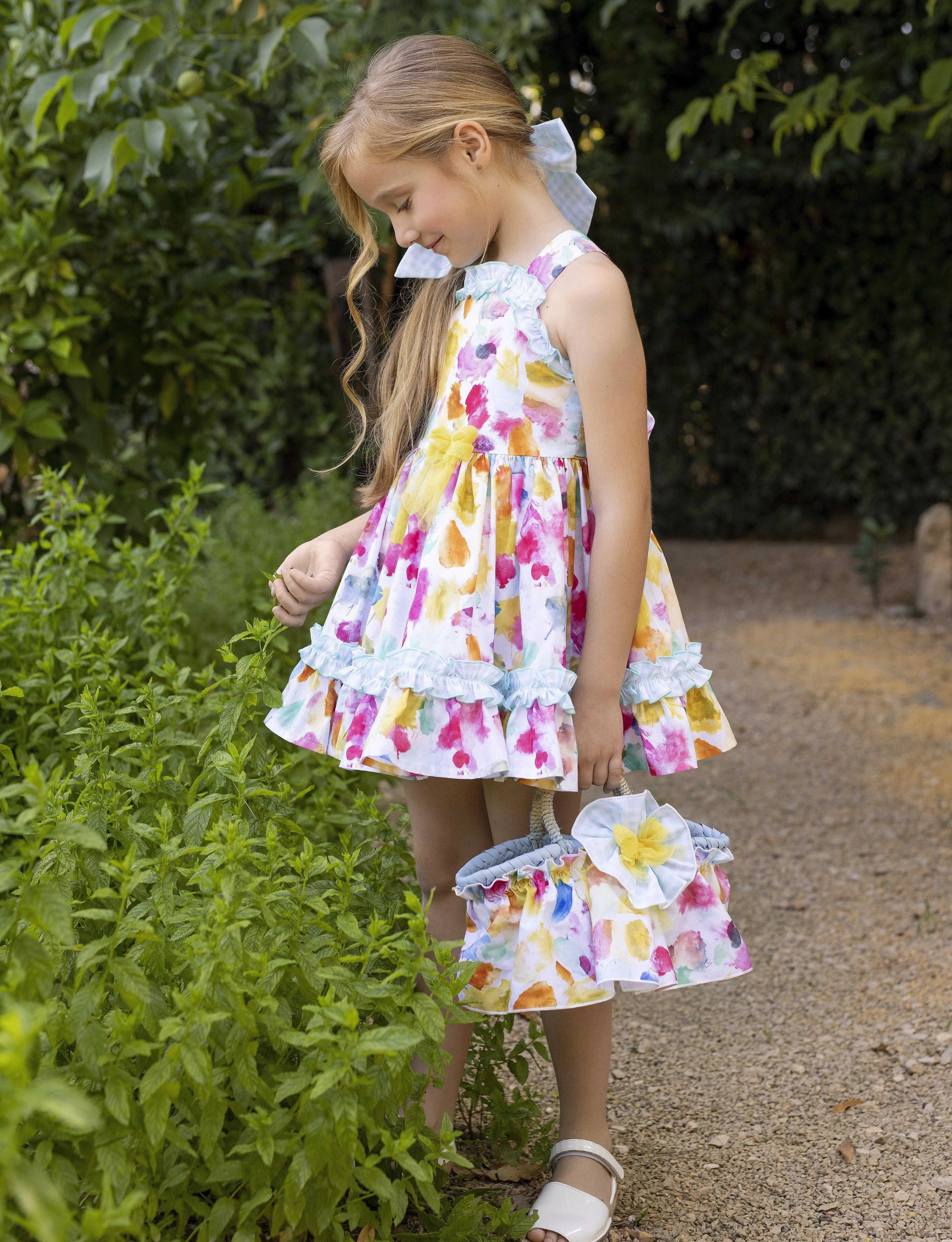 CLEARANCE SALE - Alhuka SS24 - Girls Teresita Multi Coloured Print Summer Dress