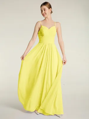 Cross Pleated Bodice Spaghetti Strap Dresses Lemon Plus Size