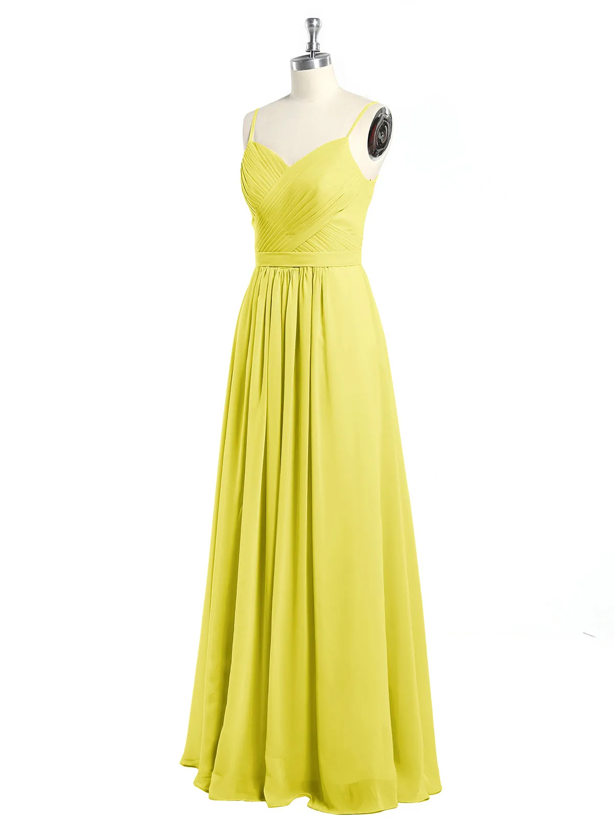Cross Pleated Bodice Spaghetti Strap Dresses Lemon Plus Size