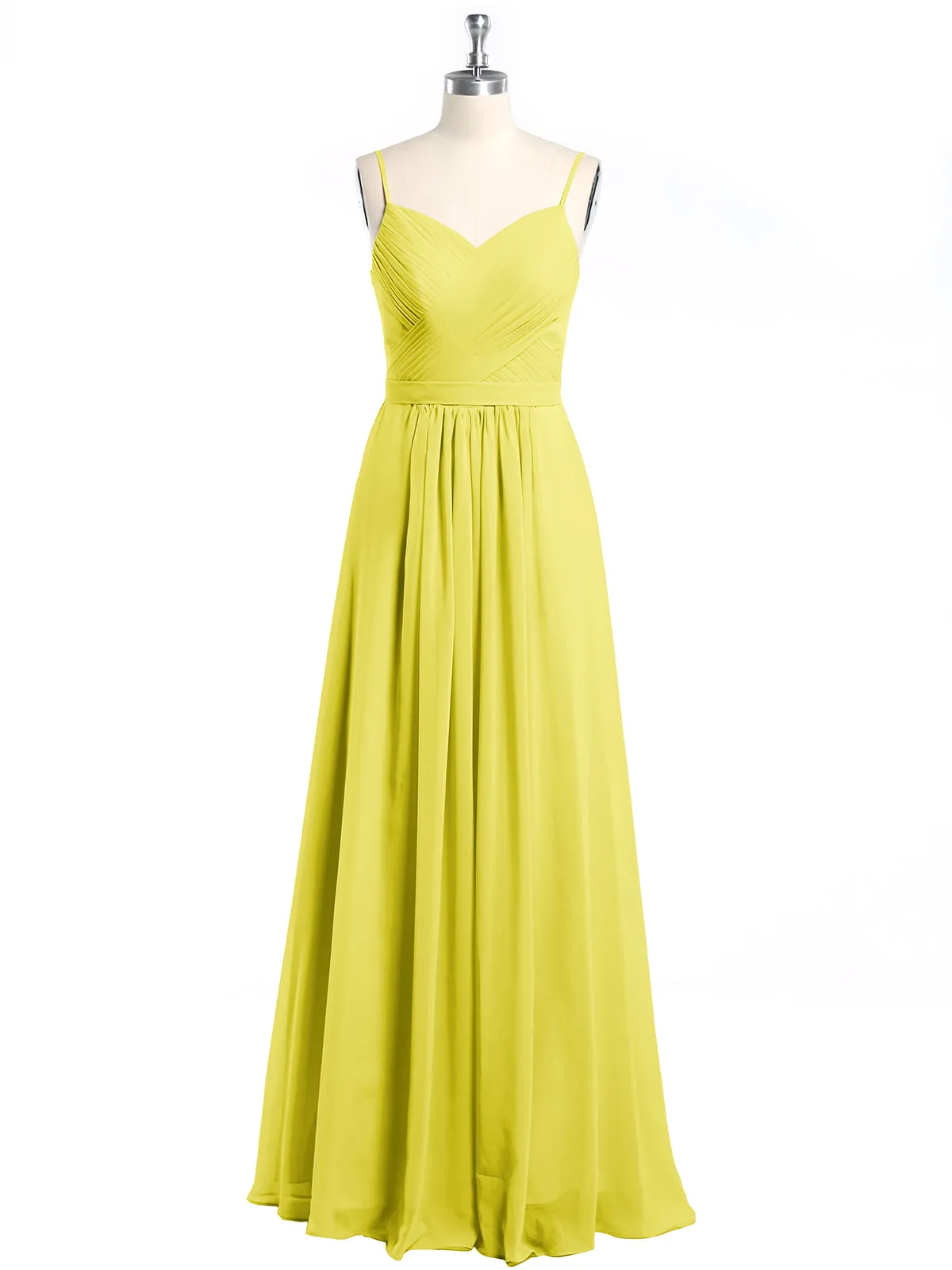 Cross Pleated Bodice Spaghetti Strap Dresses Lemon Plus Size