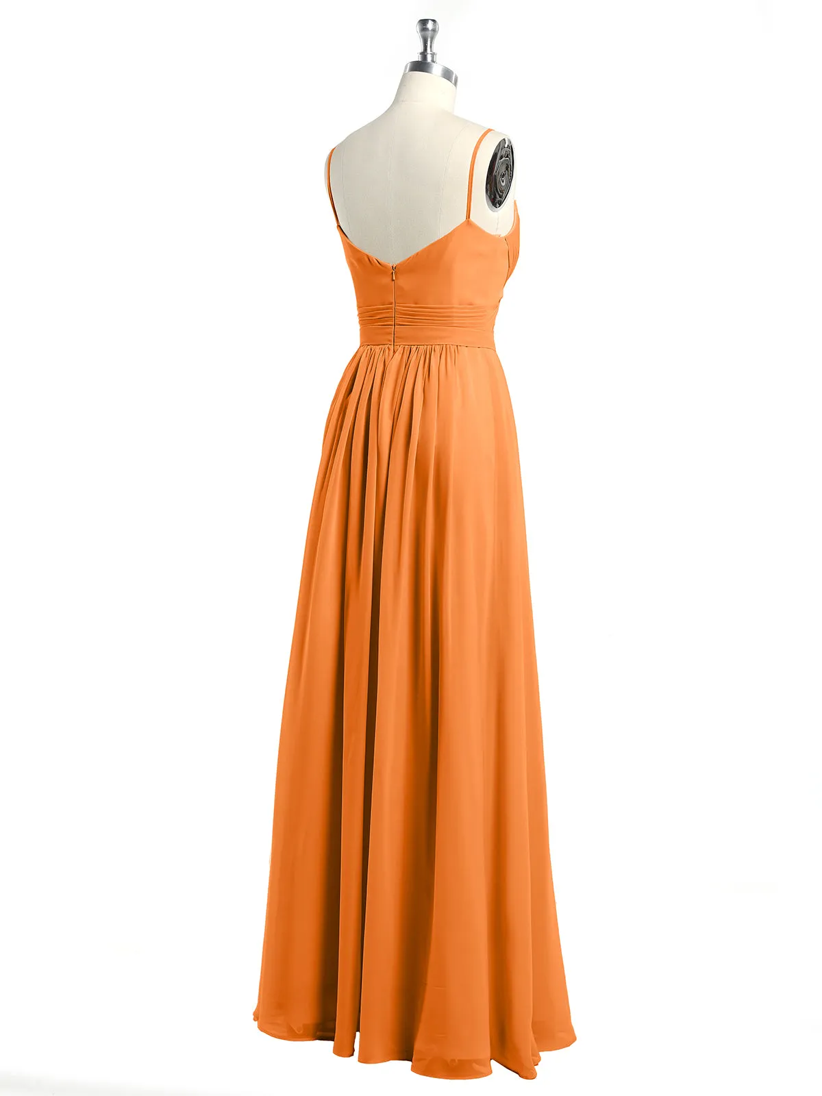 Cross Pleated Bodice Spaghetti Strap Dresses Orange Plus Size