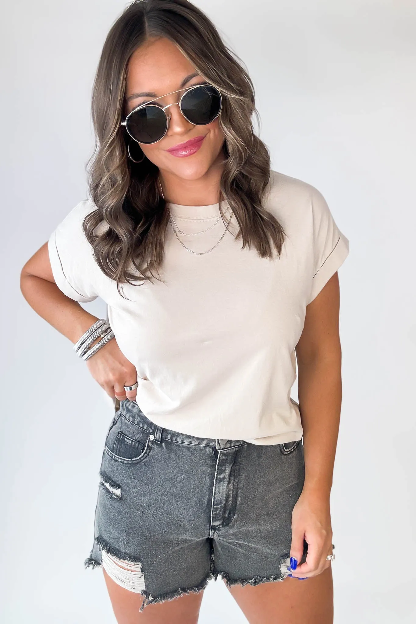 Distressed Black High-Waist Denim Shorts