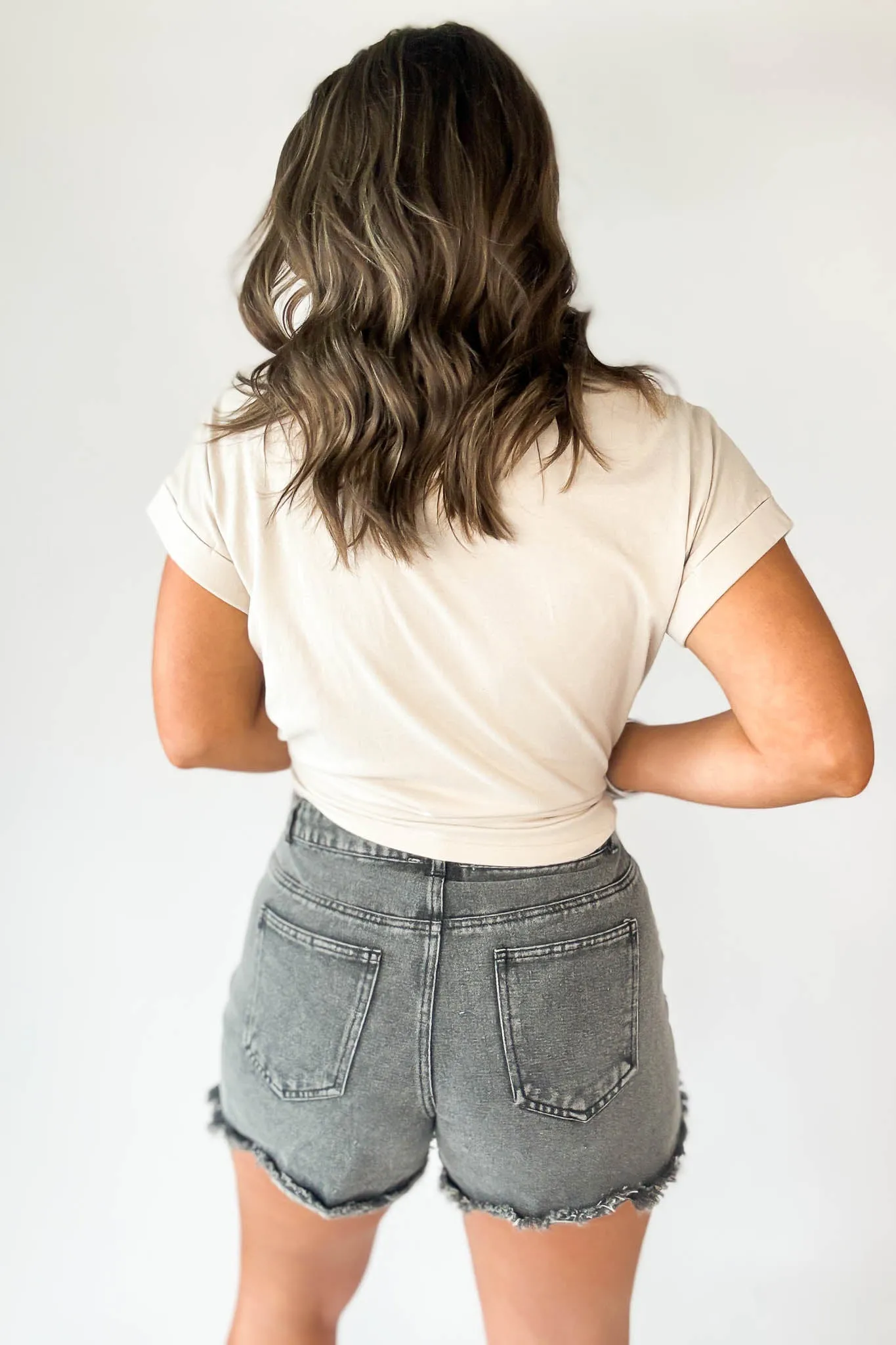 Distressed Black High-Waist Denim Shorts