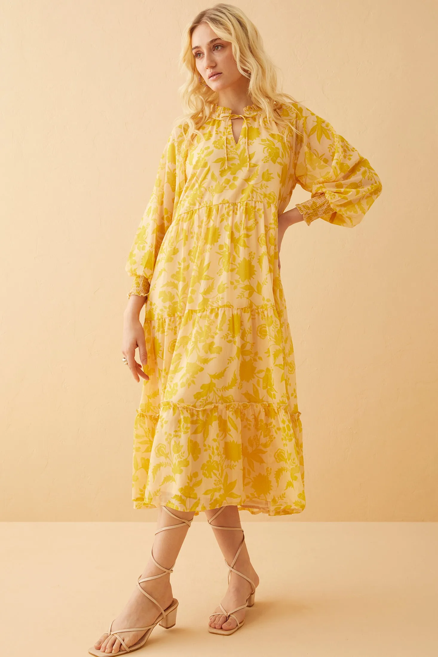 Eliana Gold Empire Dress