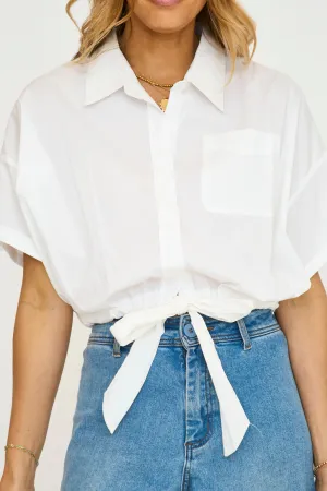 Eliza Cropped Tie Front Blouse