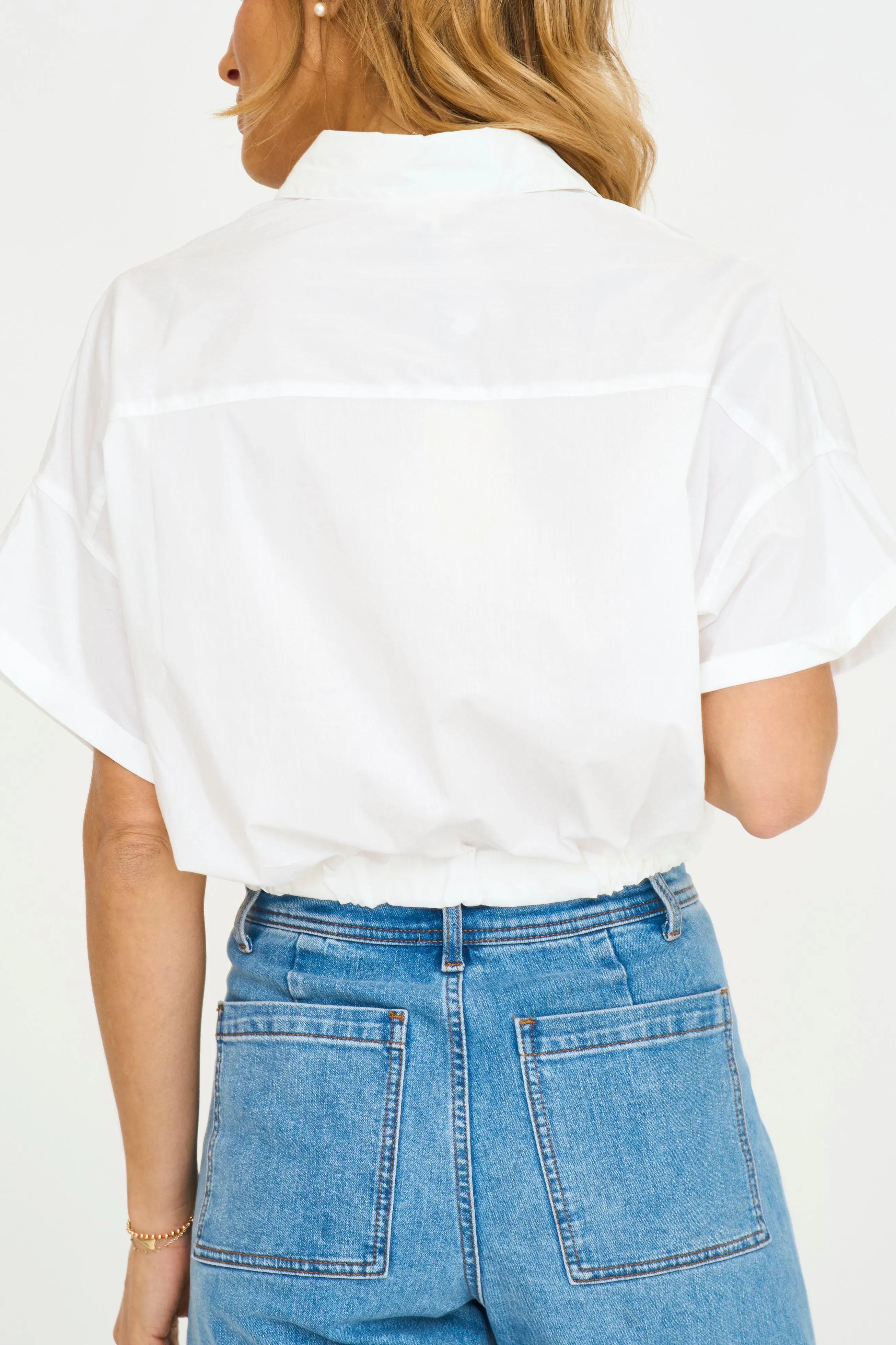 Eliza Cropped Tie Front Blouse