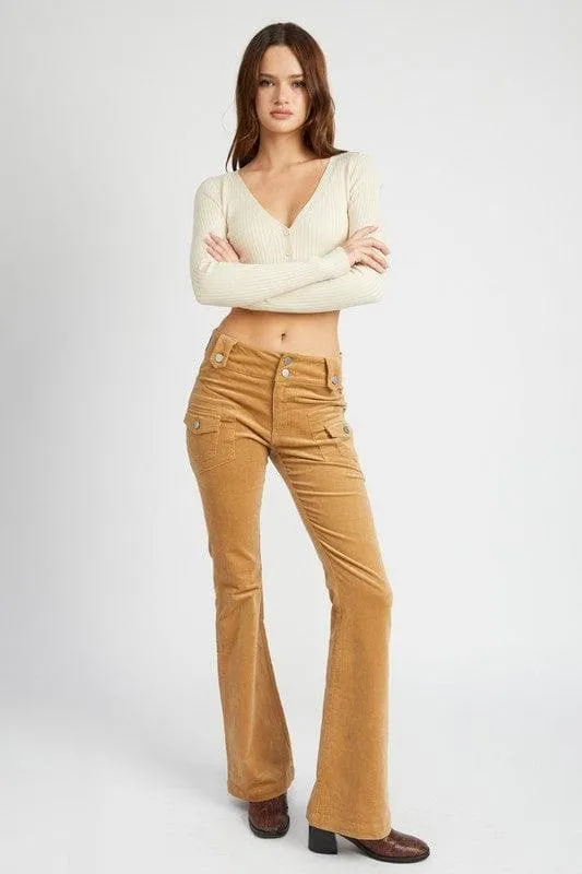 EMORY PARK Helena Low Rise Pants with Bell Bottom, 2 Colors