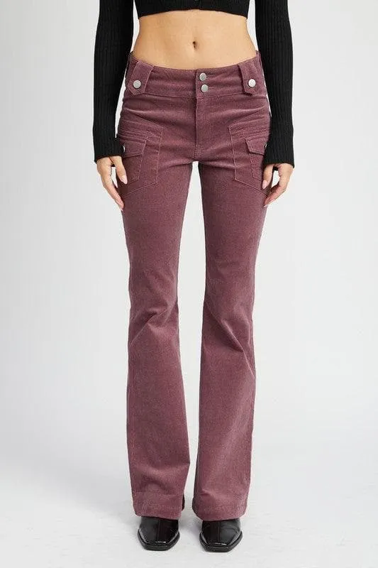 EMORY PARK Helena Low Rise Pants with Bell Bottom, 2 Colors