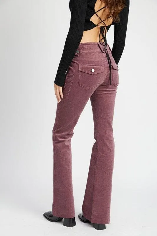EMORY PARK Helena Low Rise Pants with Bell Bottom, 2 Colors