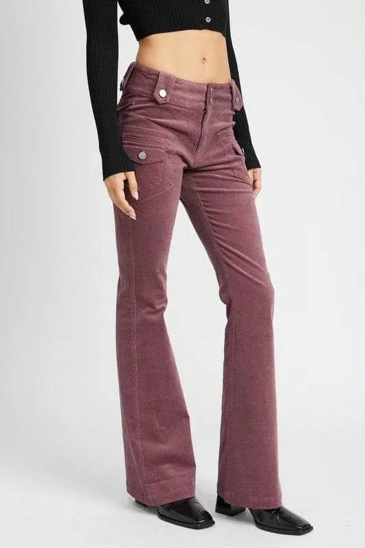 EMORY PARK Helena Low Rise Pants with Bell Bottom, 2 Colors