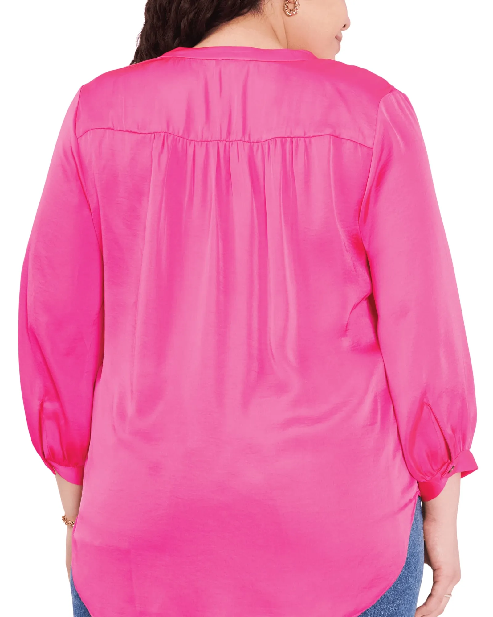 Everley V-Neck Blouse | HOT PINK