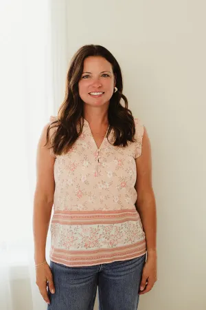 Floral Border Print Sleeveless