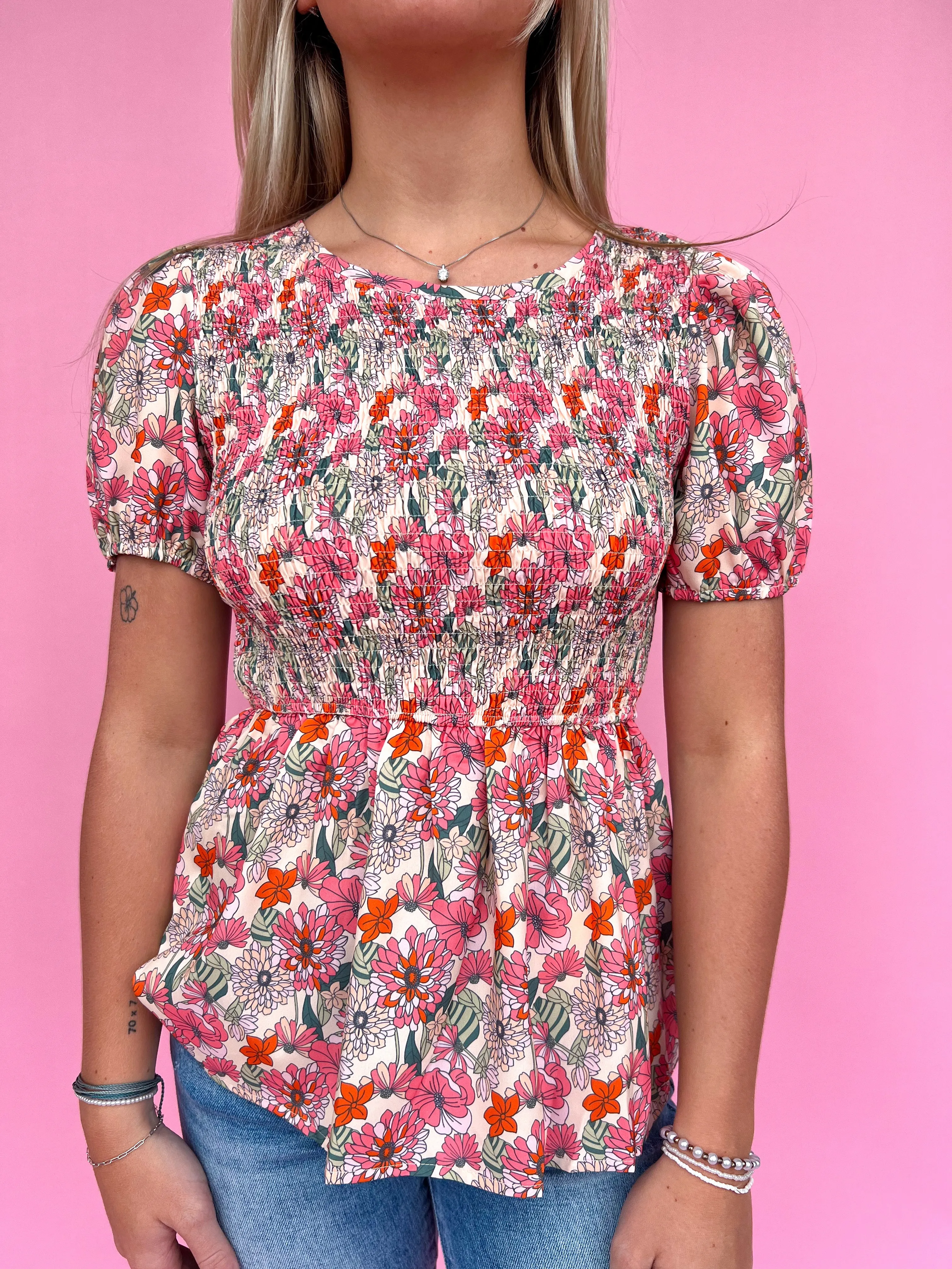 Floral Smocked Blouse