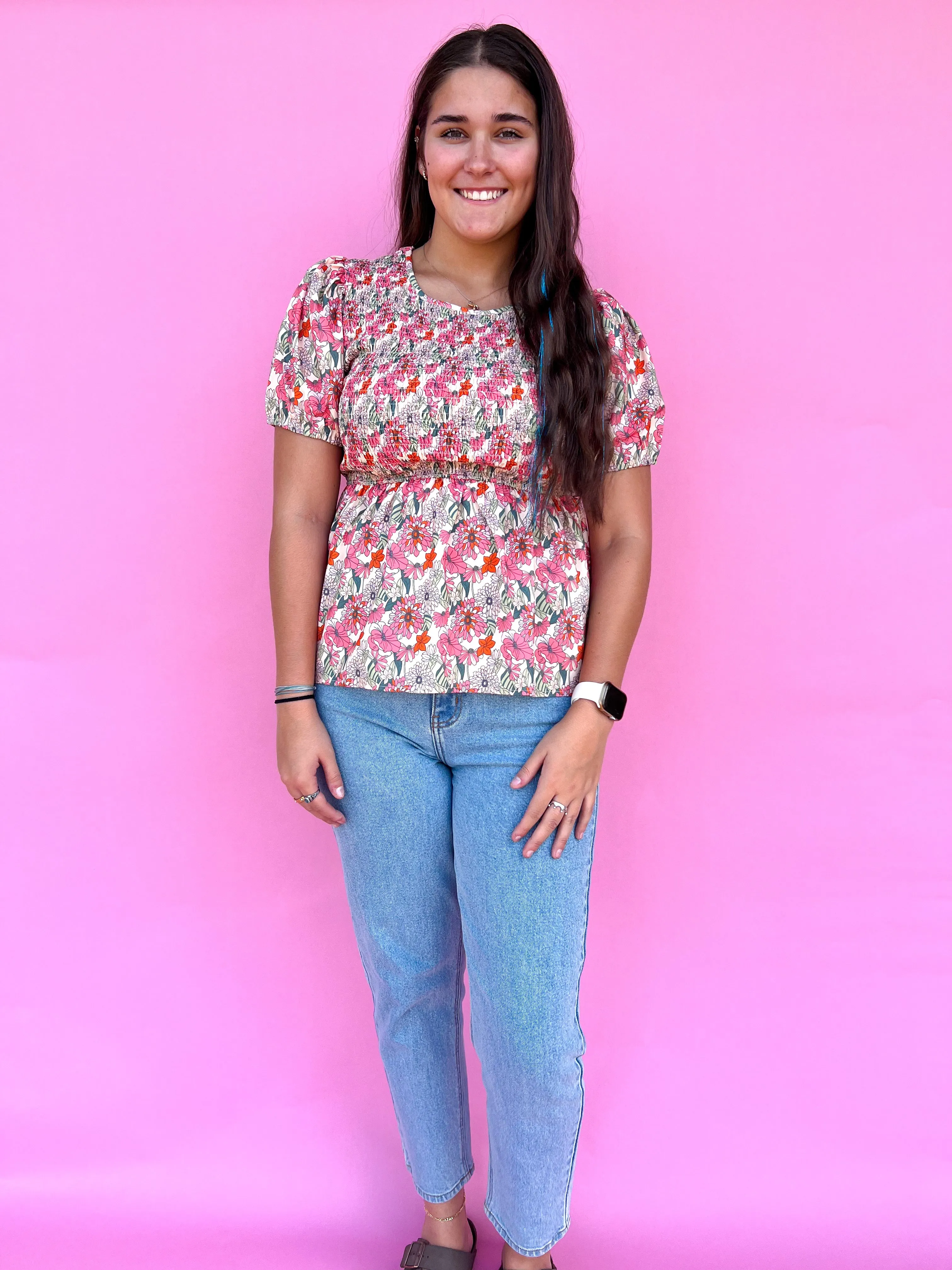 Floral Smocked Blouse