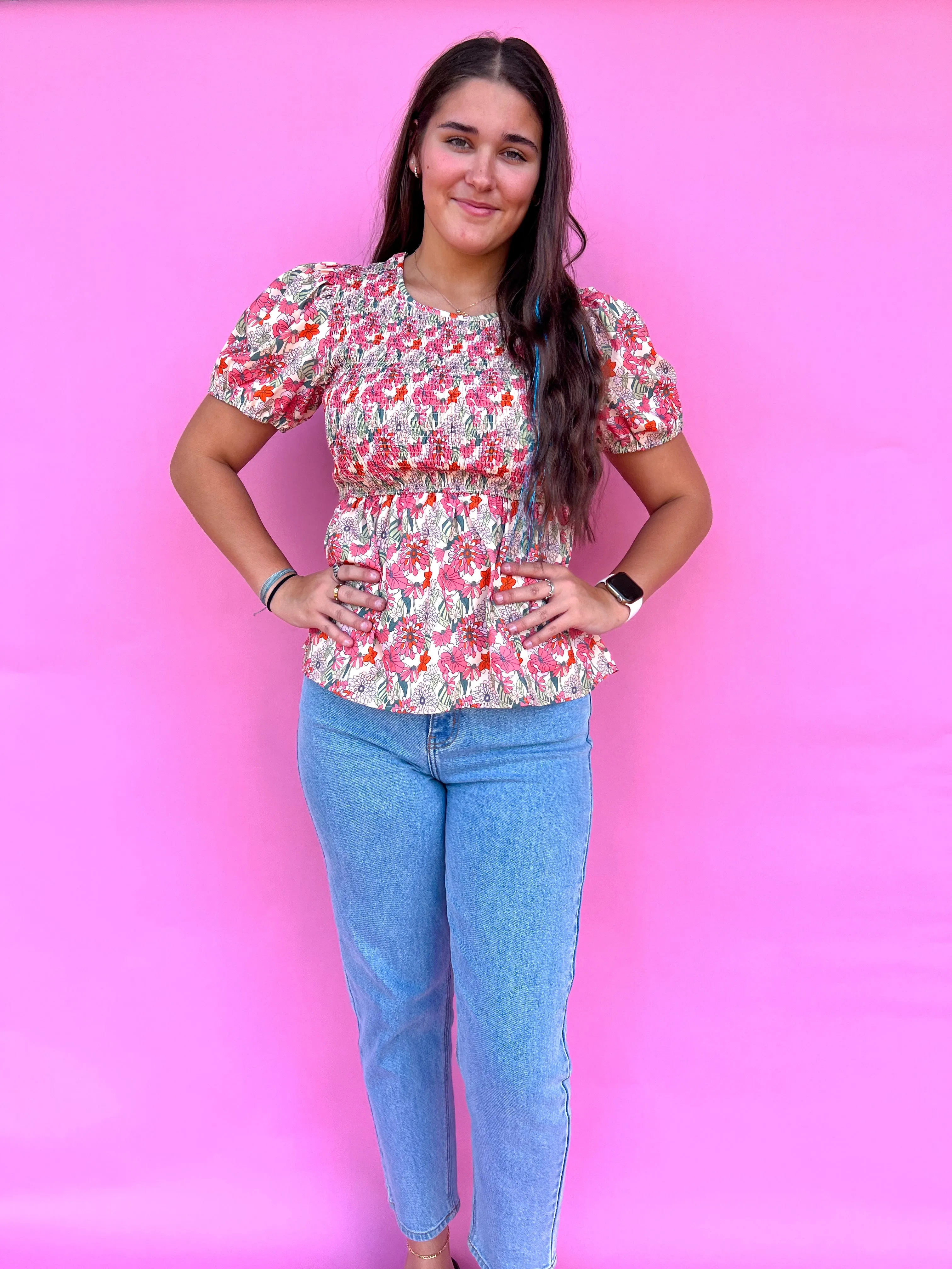 Floral Smocked Blouse