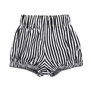 Girl's Black and White Striped Bubble Shorts