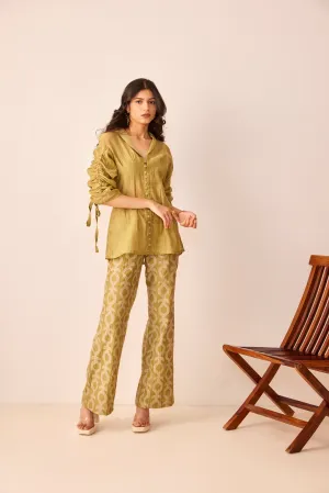 Green chanderi silk top