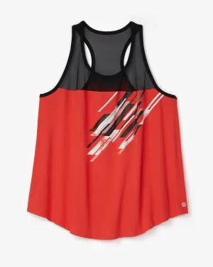 Heather Mesh-Detailed Tank | Red