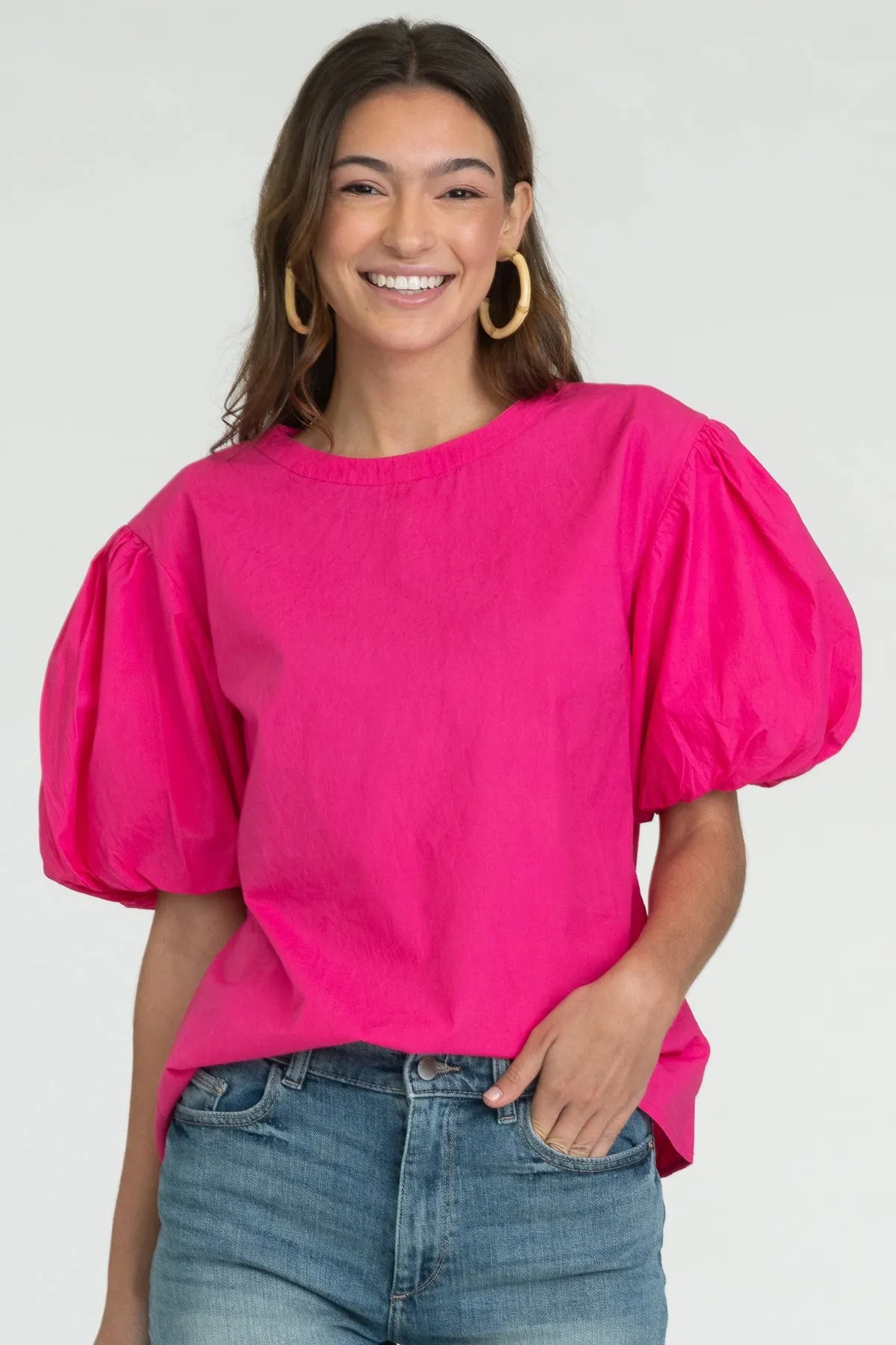 Hot Pink Annie Puff Slv Top