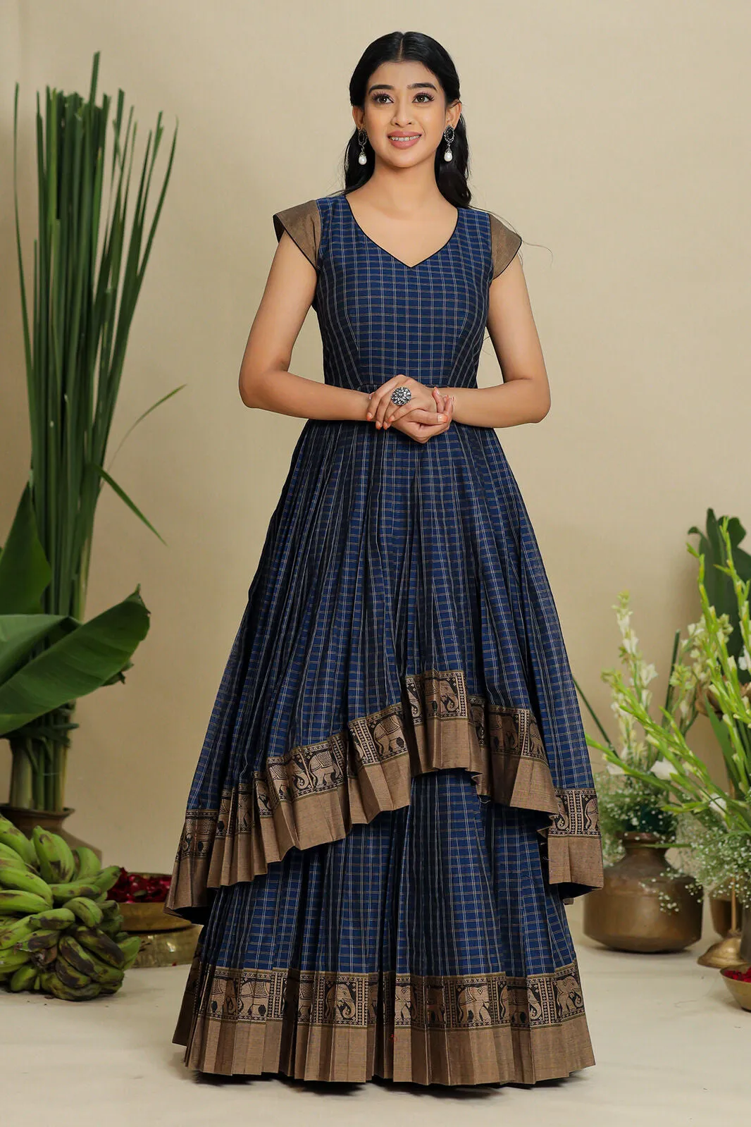 Indo Western Handloom Long Dress