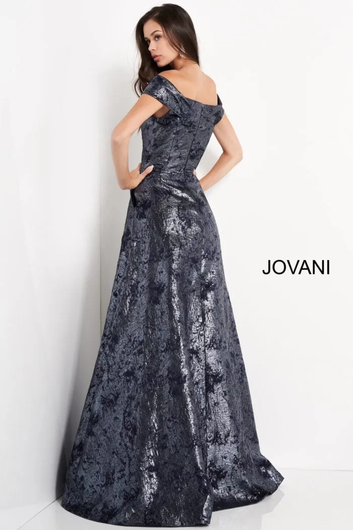 Jovani Metallic Off the Shoulder Gown 03674