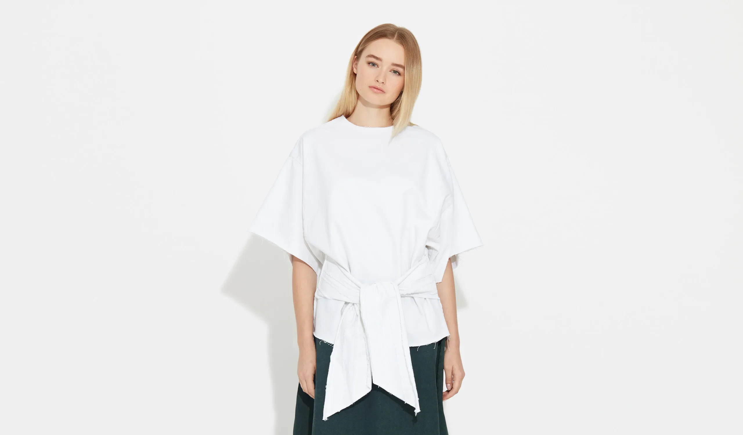 Katya | White - Belted Top