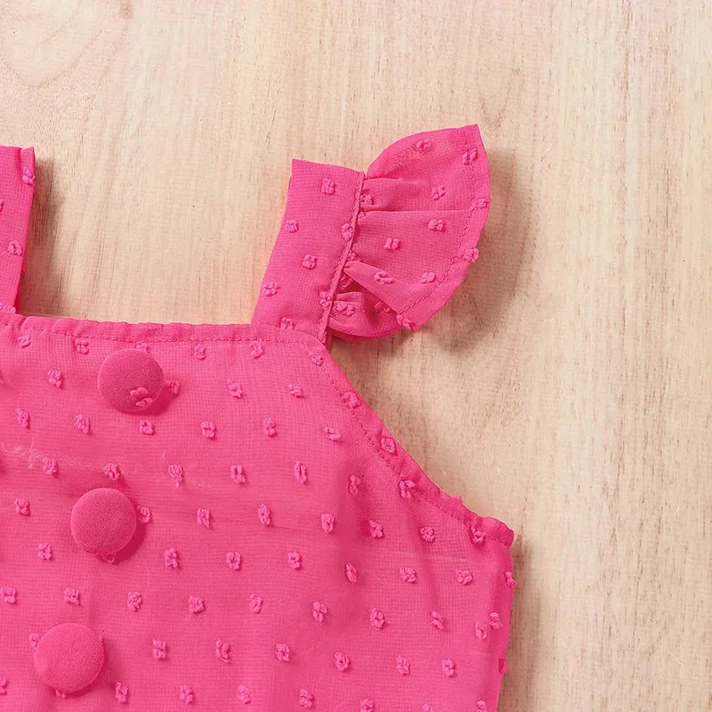 Kids Girls Button Tops and Butterfly Pants Clothing Set