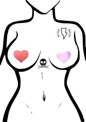 Love Reflective Heart Nipple Pasties in Red