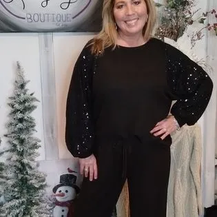 Maxine Sequin Bishop Sleeve Top