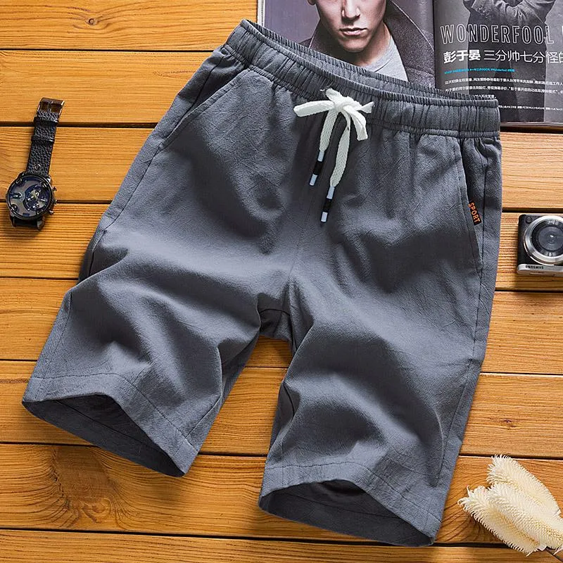 Men Cotton Shorts Summer knee length Loose Casual Trendy Korean Slim Look Straight Pants Beach Shorts