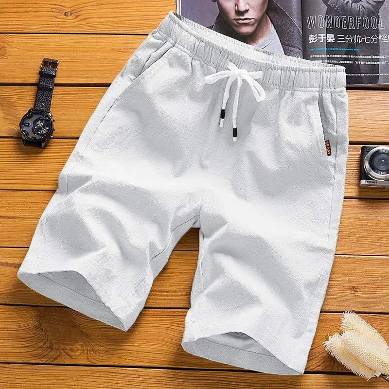 Men Cotton Shorts Summer knee length Loose Casual Trendy Korean Slim Look Straight Pants Beach Shorts