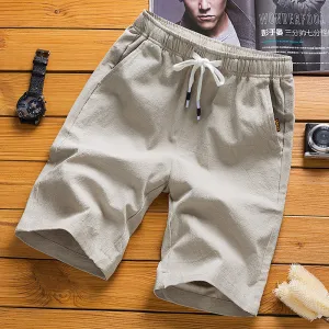 Men Cotton Shorts Summer knee length Loose Casual Trendy Korean Slim Look Straight Pants Beach Shorts